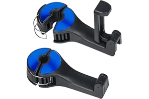 Famini Car hooks, 2 Pack Car Headrest Hooks with Phone Holder, 2 in 1 Car Seat Hidden Hooks for Bag Clothes Grocery (Blue)