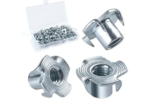 BOUMVID Tuerca en T de 4 Puntas M8 x 11 mm, 50 Pieza T Tuerca de Acero Carbono, Tuercas de Accionamiento, Tuerca de Cuatro Puntos, Adecuado para Muebles de Embutir Madera, Construcción, Madera