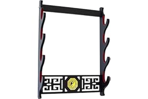 FOXSMZZ Katana Support mural pour épée de samouraï Cadre d'affichage Rouge Velours Chine 1 couche Style Bagua (4 couches)
