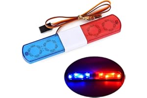 EONANT Lampe de police télécommandée pour voiture télécommandée - Rectangulaire - LED - Pour 1/10 1/8 RC HSP Traxxas Tamiya CC01 4WD Axial SCX10 - 115 mm - Rouge/bleu