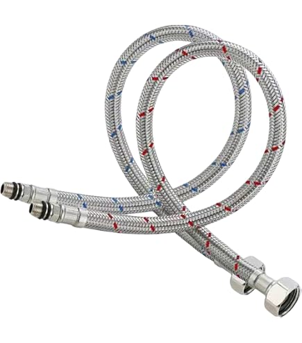 Prolunga Rubinetto Acciaio Set 2 Tubi Flessibili Rubinetto 80cm - G3/8 X M10, Acciaio Inossidabile Per Cucina E Bagno Sostituzione Tubo Rubinetto Anti Perdita - 9