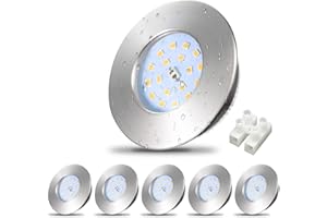 Allesgute LED Einbaustrahler 230V 5W IP44 Bad Einbauleuchten Neutralweiß LED Spot Ø 60mm-68mm Deckenspots Feuchtraum 500LM, 6er Set