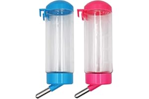 Svauoumu 2 PCS Guinea Pig Water Bottle Hanging Water Bottle Without Dripping Pet Waterer,for Rabbit Cat Hamster,Ship by Random Color