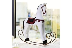 RAGUSO Cheval à Bascule en Bois Fait à la Main sculpté Peint Enfants Jouet Peint Cheval à Bascule décoration de Table