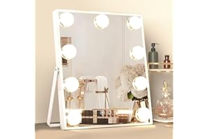 GENERIC Hollywood Vanity Mirror with Lights, Lighted Makeup Mirror for Tabletop and Wall Mounted Hollywood Mirrors, Dimmable LED Bulbs & 3 Color Light Modes & 10X Magnifying Table Mirrors (White, Small)