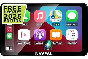 NAVPAL WIRELESS APPLE CARPLAY ANDROID AUTO SCREEN (2025 EDITION) – Portable Car Tablet, Car Stereo, Live Navigation with Voice Control, Bluetooth, WiFi, Free Lifetime Updates, BRITISH BRAND (7-Inch)