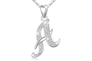 Initial Necklace Sterling Silver Letter Necklace Letter Alphabet Personalised Pendant Jewellery with Cubic Zirconia Gifts for Women Girls AEONSLOVE