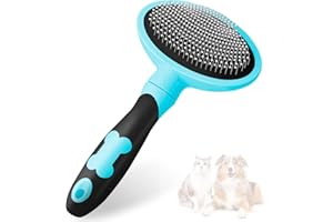 Pleasantsong Dog Brush Cat Brush, Dog Brushes for Grooming, Dog Cat Comb with Handle for Short/Long hair, Pet Brush with Self Cleaning Button for Removing Undercoat, Loose Fur & Dirt