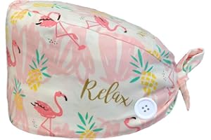 crazy bean Unisex 101% Algodón Gorro de Turbante con el Botón Ajustable Transpirable Gorro de Trabajo con Banda de Sudor Belleza para Mujeres Niñas