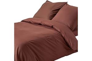 HOMESCAPES Bettwäsche-Set 2-teilig Bettbezug 150 x 200 cm mit Kissenhülle 80 x 80 cm braun 100% ägyptische Baumwolle Fadendichte 200 hochwertige Perkal-Bettwäsche