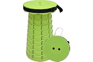 SURBOOTIME Portable Folding Stool, Height Adjustable Telescopic Stool, Lightweight, Portable and Durable, Suitable for Outdoor Camping, Fishing, BBQ and Hiking, Indoor Kitchen, Bearing 440 lbs (green)