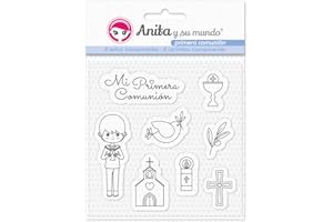 Anita y Su Mundo Primera Comunión Niño Sellos, Silicona, Azul, 16,7x12cm, 8