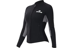 Owntop Men/Women Wetsuit Top Jacket - 2mm Neoprene Long Sleeve for Warmth Comfort | Durable YKK Front Zipper | Extended Back Flap | 2 Zipper Pockets | Diving Surfing