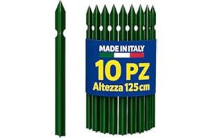 M.I. 10 PZ Palo Paletto a T 30x30 mm in FERRO PLASTIFICATO VERDE per Rete Recinzione Metallica – Altezza a scelta tra: 125cm / 150cm / 175cm – Robusto, Anticorrosione – MADE IN ITALY (125 cm)