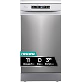 Hisense HS543D10X &ndash; Dishwasher 45 cm, Free Installation, 11 Serv. | HxWxFn 84.5x44.5x60 cm, Inox, Third Tray, 1/2 Load (Manua