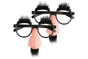 GroveEss 2 Pcs Funny Plastic Glasses,Novelty Big Nose Disguise Glasses with Eyebrows and Mustache,Fancy Dress Costume Eyeglasses Decorative Glasses Party Favors for Cosplay Halloween Birthday Party