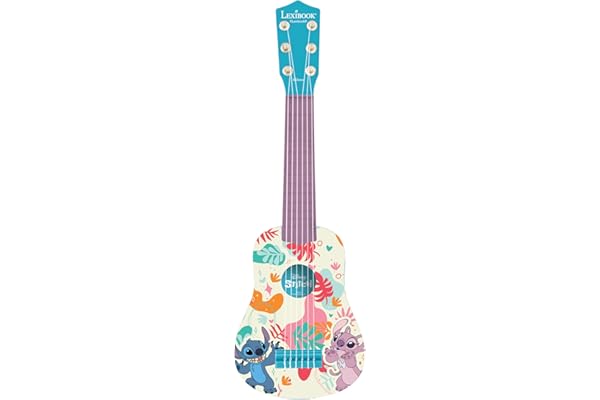 Lexibook, Disney Stitch, Ma première Guitare pour Enfant, 6 Cordes en Nylon, 53 cm, Guide Inclus, Bleu, K200D
