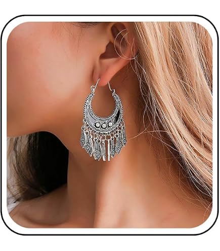 Boucles D'oreilles Bohème XFSRG - Perles Tissées Main - Style Ethnique Rond - 5x4 Cm - Léger Et Confortable - Pour Jean Ou Robe - 9