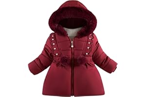 FEOYA Manteau pour Petite Fille de 1-5 ans Doudoune Chaud Hiver Blouson Enfant Capuche Veste Parka Coupe Vent