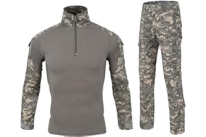 QCHENG Camicia da Combattimento Militare Uomo Airsoft Shirt Vestito Camouflage Uniforme Tattica Asciugatura Rapida Manica & Pantaloni Tuta Abiti da Combattimento Pantaloni Paintball