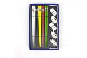 SOSINYA 5 palillos de madera de alta calidad, con 5 gatitos palillos chinos regalos palillos japoneses estilo clásico palillos de sushi reutilizables