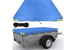 ASFRODE Plandeka na przyczepę, płaska plandeka z liną, 209 x 115 x 10 cm, wodoodporna, płaska plandeka do przyczepy, materiał Oxford 420D, wiatroszczelna, odporna na rozerwanie, do wielu przyczep