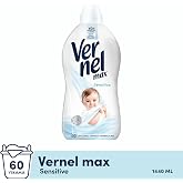Vernel Max Sensitive Alerjik Ciltler i&ccedil;in Boya İ&ccedil;ermeyen 60 Yıkama Konsantre &Ccedil;amaşır Yumuşatıcısı (1 x 1440 mL)