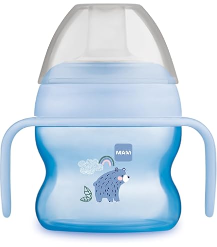 MAM Biberon De Transition 4+ Mois (220 Ml) Bleu – Bec Anti-fuite Et Poignées Ergonomiques