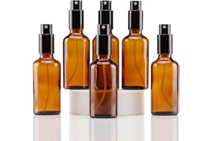 YIZHAO Bottiglie Spray Vetro 50ml, Ambra Spruzzino Nebulizzatore Piccolo, per Olii Essenziali, Profumo, Pulizia, Cosmetici, Viaggio, Farmacia - 6 Pcs