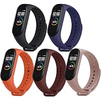 Sounce Adjustable Xiaomi Mi Band 3/ Mi Band 4 Watch Silicone Strap Band Bracelet - Set of 5