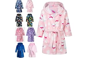 Lodunsyr Albornoces Niña Niño Pijamas y Batas Infantil Textiles de Baño Muchacha Albornoz con Capucha Batas Regalos Suave Ropa de Dormir 2-9 Años