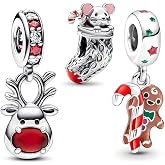 TCZNAF Copos de Nieve y Animales Abalorios Charms Colgante de Cuentas Compatible con Europeo Pulsera Collar de Para Mujer
