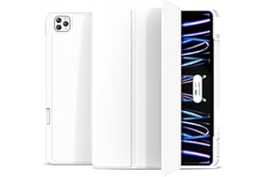 Gahwa Funda para iPad Pro 12.9 Pulgadas (6.ª/5.ª/4.ª/3.ªGeneration, Model 2022/2021/2020/2018) con Soporte para el Pencil, Delgada Tableta Cover Carcasa con Parte Posterior de TPU Suave - Blanco