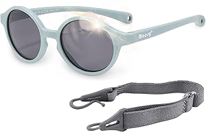 Maesy Occhiali da Sole per Bambina, 0-2 Anni, Protezione Polarizzata UV400, Montatura Flessibile e Pieghevole, Cinturino Elastico Regolabile, Occhiali da Sole Sicuri e Comodi per Bambino, Noah