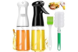 Contever Vaporisateur d'huile et de vinaigre, 2PCS Pulvérisateur d'huile 210ml, Pulvérisateur d'Huile Vinaigre avec 1 Brosse et 1 Brosse à huile, Vaporisateur Huile pour Cuisine/Cuisson/BBQ