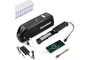 ARYONMAX (UK Stock) 36V 48V 52V Ebike Battery 10-25Ah with Charger, Large Capacity Long Range Safe Lithium Electric Bike Battery for 250W-1500W Motor (Hailong 48V 20Ah 4Pin+USB for 0-1500W)