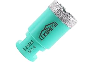 Forets Diamant Carrelage 32MM LEKOMESH - Trépan Diamant Pour porcelaine Céramique Tuiles Marbre Granit Pierre Quartz Brasage Sous Vide Forets diamantés Filetage M14 pour Meuleuse D'angle