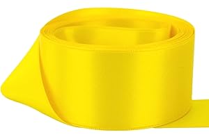 GCS LONDON Satin Ribbon Many Colours - 38mm Wide - 5 Meters (Yellow) for Gifts Wrap, Decoration, Wedding, Events, Party, Cloths, Sew, Bows, Cars, Floral and More