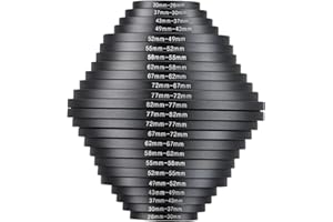 Newks 24-teiliges Objektivfilter-Adapter-Ring-Set, Kameralinsen-Filter, Metallringe, inklusive 12-teiliges Step-Up-Ring-Set und 12-teiliges Step-Down-Ring-Set, für 26/30/37/43/49/52/55/58/62/67/72/77
