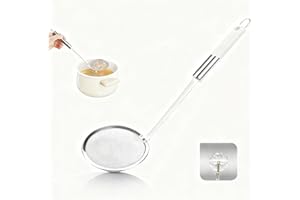 FINELYCR Ecumoire Inox, 10 cm en Acier Inoxydable Passoire Cuisine Fine, 100 Mailles Tamis Cuisine, Ecumoire Cuisine avec Crochet, pour Filtrer Farine, Mousse, Jus