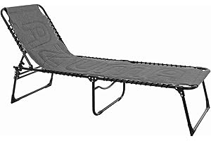 Azuma Sun Lounger Garden Furniture Grey Marl Padded Garden Seat Folding Relaxer Chair Summer Patio Bed With Adjustable Reclining Back Rest Folds Flat Furniture Indoor Outdoor Holiday Sunshine Pool