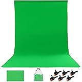 FDGAUCA Green Screen Sfondo Fotografico 1,8 × 2,8 m Verde,Telo Sfondi Fotografici con 6 Clip+una Borsa,100% Poliestere Addens