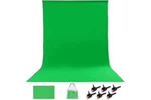 ROSNONG 1.8×2.8m Green Screen Photo Backdrop,Green Cloth background,Thicken Foldable Green Screen Cloth Photo Backdrop,for Photo Wall Photo Studio Photography Background with 6 Piece Clips + 1 Bag