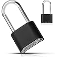 Store2508 Set-Your-Own Combination Padlock with Long Shackle, Solid Zinc Alloy, Black