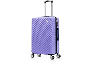 SKYLARK LUGGAGE 24" Medium Suitcase Check in Suitcase Super Lightweight 4 Wheel Dual Spinner ABS Hard Shell Luggage with Built in 3-Digit Combination Lock for 15 to 65 Litre