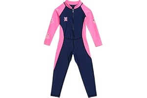IMEKIS Kids Rash Guard Girl Boy Swimsuit Long Sleeve Diving Suit Swimwear One Piece Full Body Surfing Wetsuit UV Protection UPF 50+ Bathing Swimming Costume for Water Sports