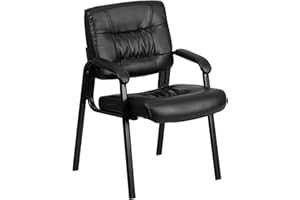 Flash Furniture BT-1404-GG Black Leather Guest/Reception Chair with Black Frame Finish