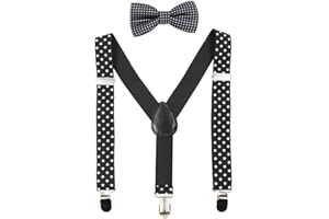 HANERDUN Tirantes Unisex con Pajarita para Niños y Niñas Fijación con Tres Clips en la Cintura del Pantalón para Niños de 1-10 Años