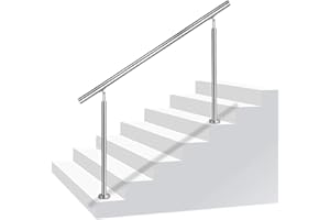 Aufun rampe d'escalier Garde-corps en acier inoxydable pour escaliers, intérieur et extérieur, balcon, parapet, argent, longueur : 150 cm, sans croisillons