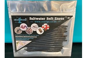 SEARIGS Black Lugworm 12 x 4 Inch -10cm - Artificial Soft Lure LRF Bait for Bass, Cod and Flatfish.